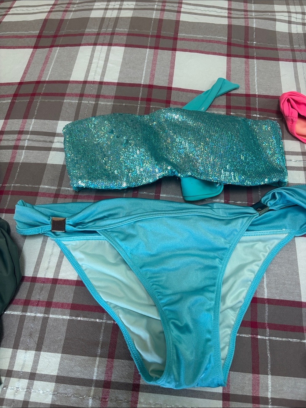 Victoria's Secret Turquoise Sequin Bandeau Bikini